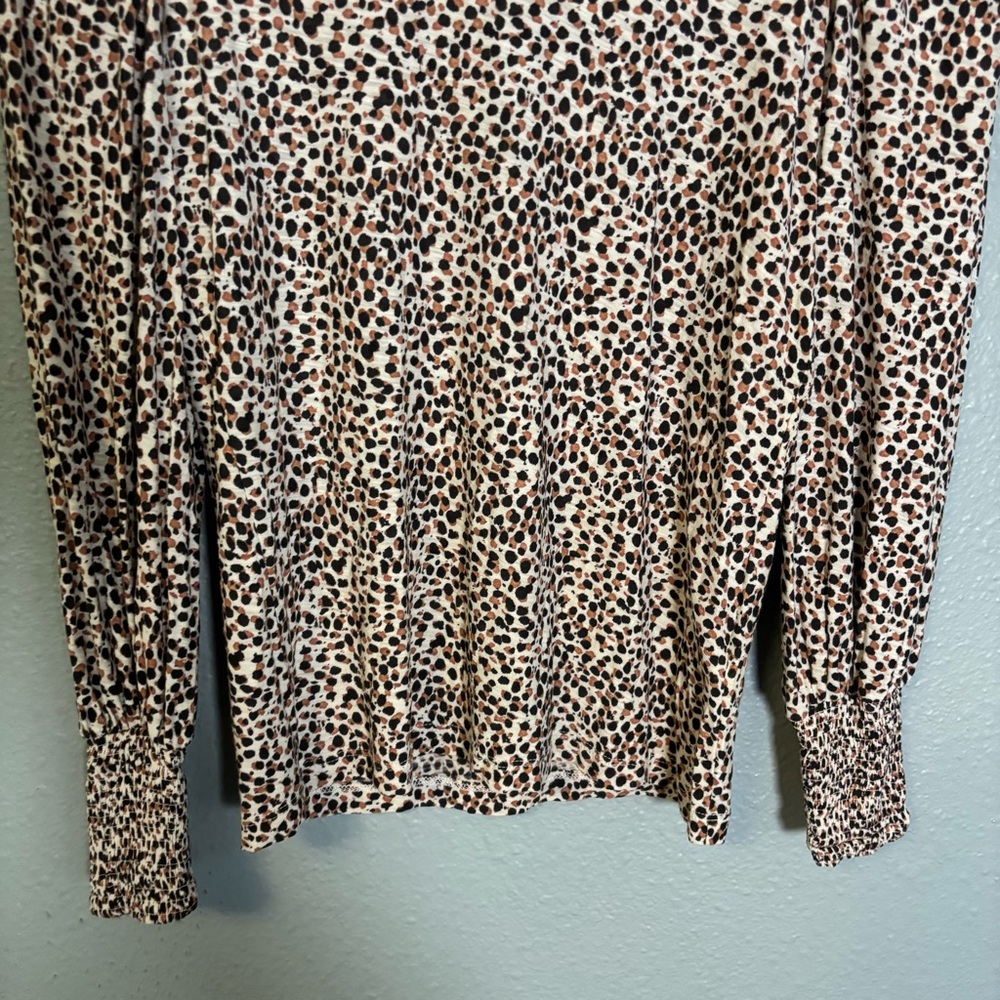 Nation LTD‎ Loren Animal Print Balloon Sleeve Top XS Boho Classic Pima Cotton - Picture 6 of 11